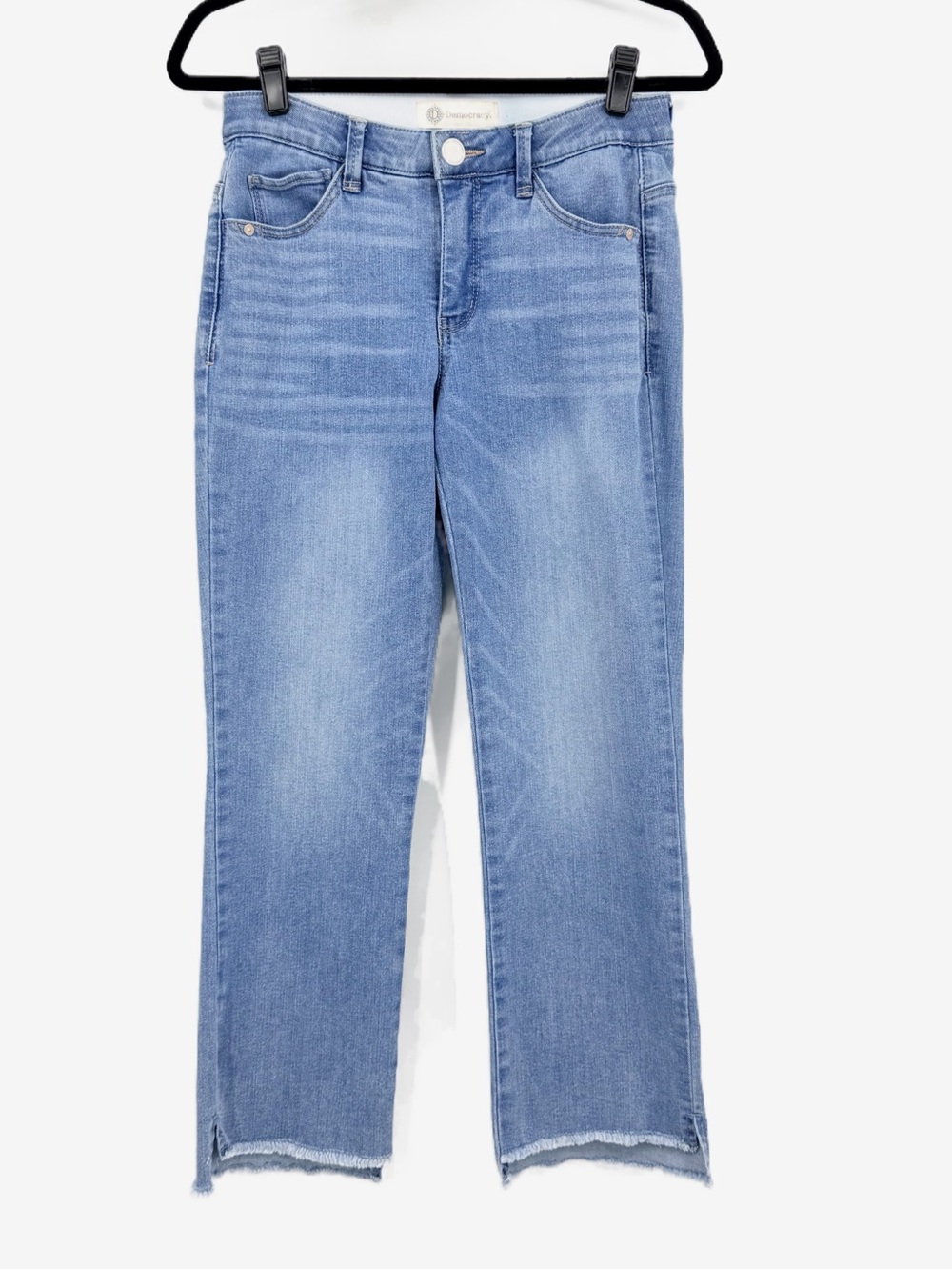 Democracy Ab Technology Straight Leg Raw Step Hem Crop Jeans Light Wash Size 2